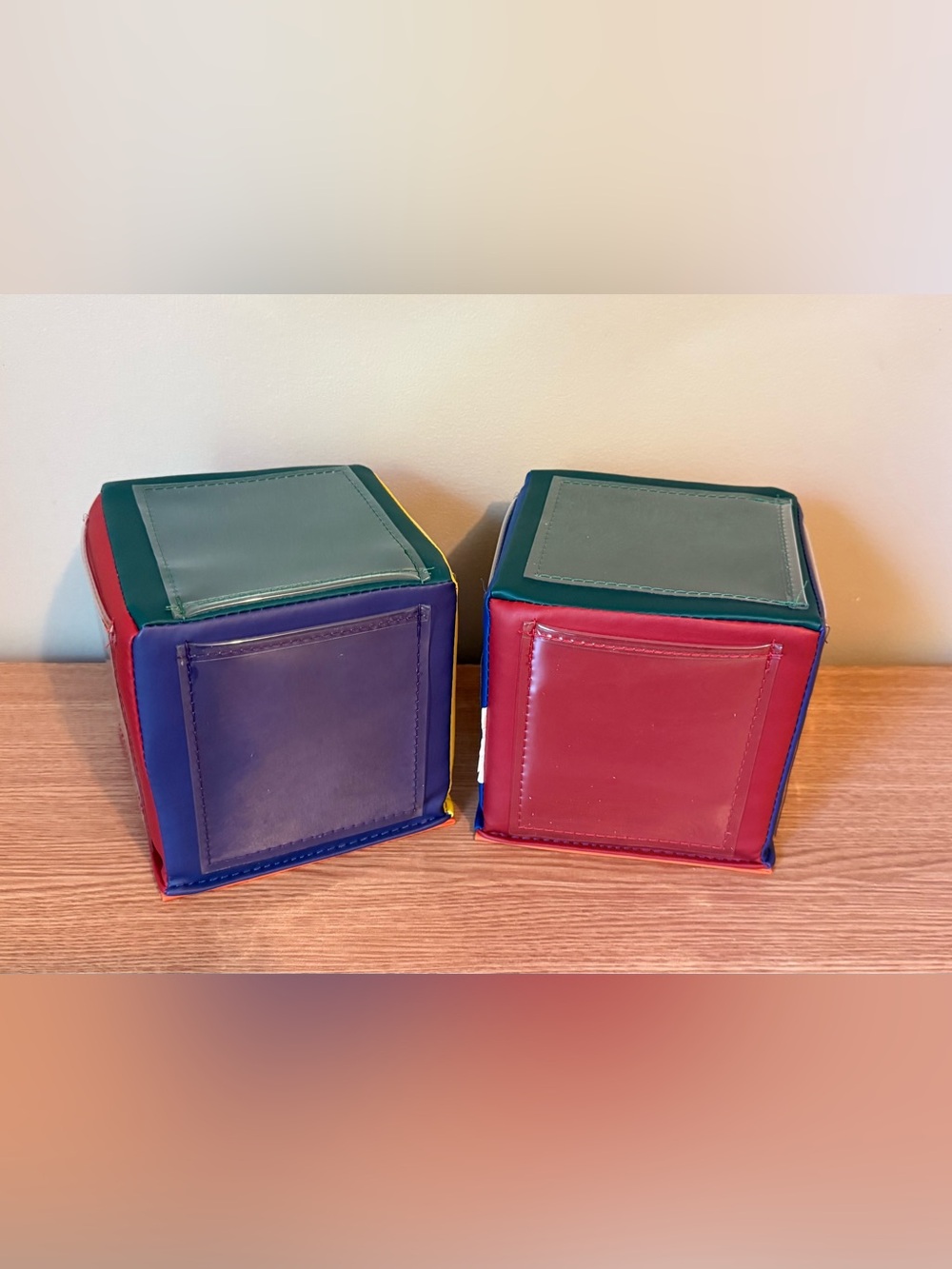 Multicolor Faux Leather Decorative Cube Pouf for pictures frame